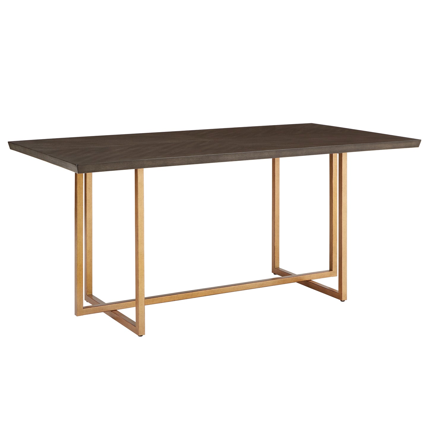 Charcoal Brown and Gold Finish 68-inch Rectangular Dining Table