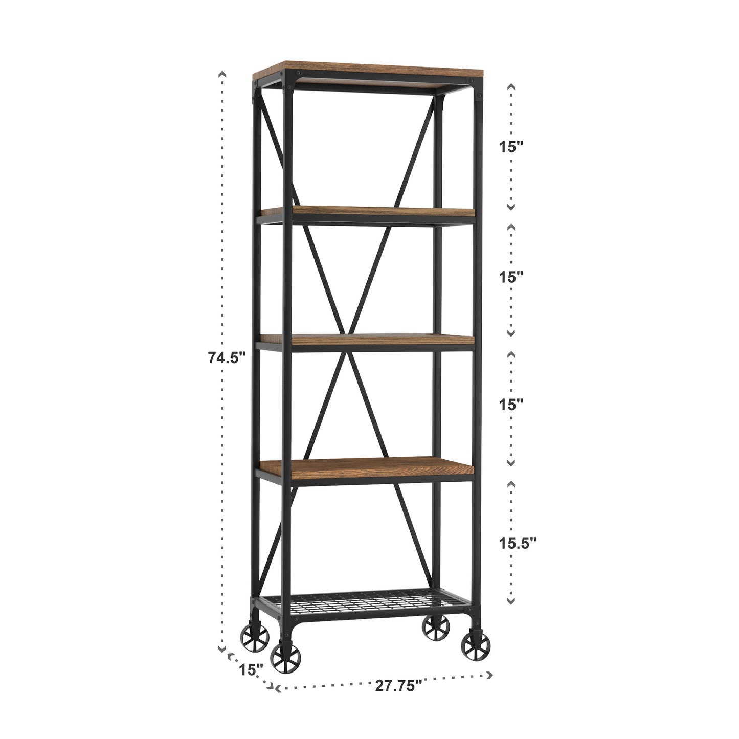 Industrial Modern Rustic 26-inch Bookcase - 26-Inch