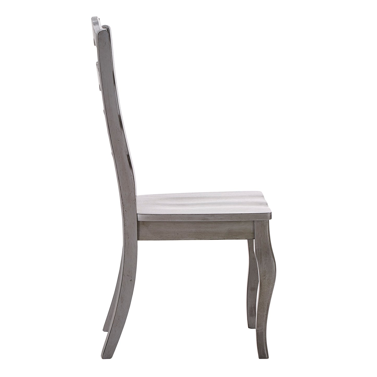 French Ladder Back Wood Dining Chairs (Set of 2) - Antiqua Gray