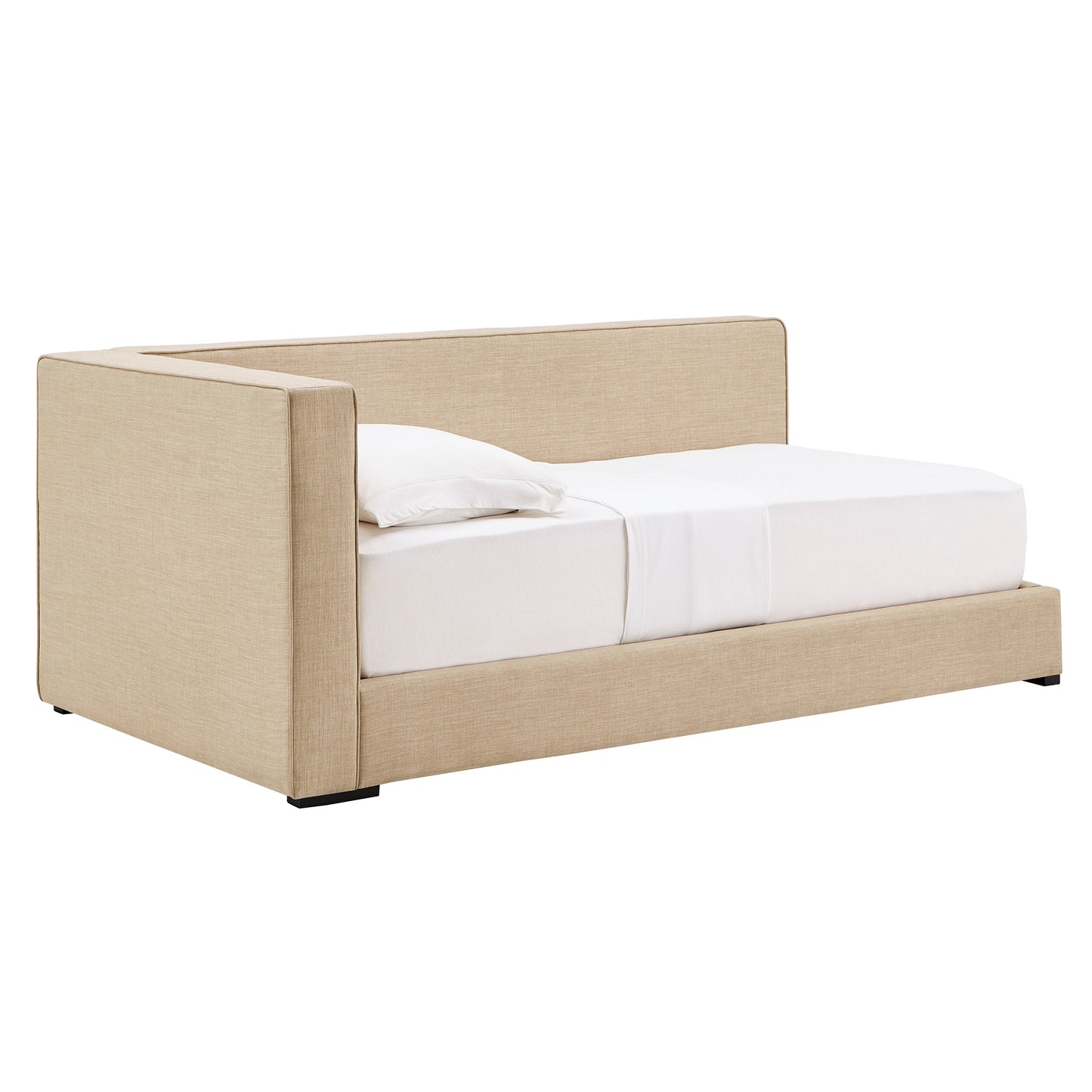 Corner Lounge Bed - Beige Linen, Twin