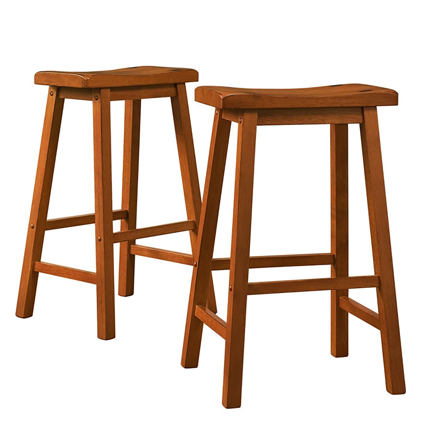 Saddle Seat 29-inch Bar Height Backless Stools (Set of 2) - Honey Oak Finish