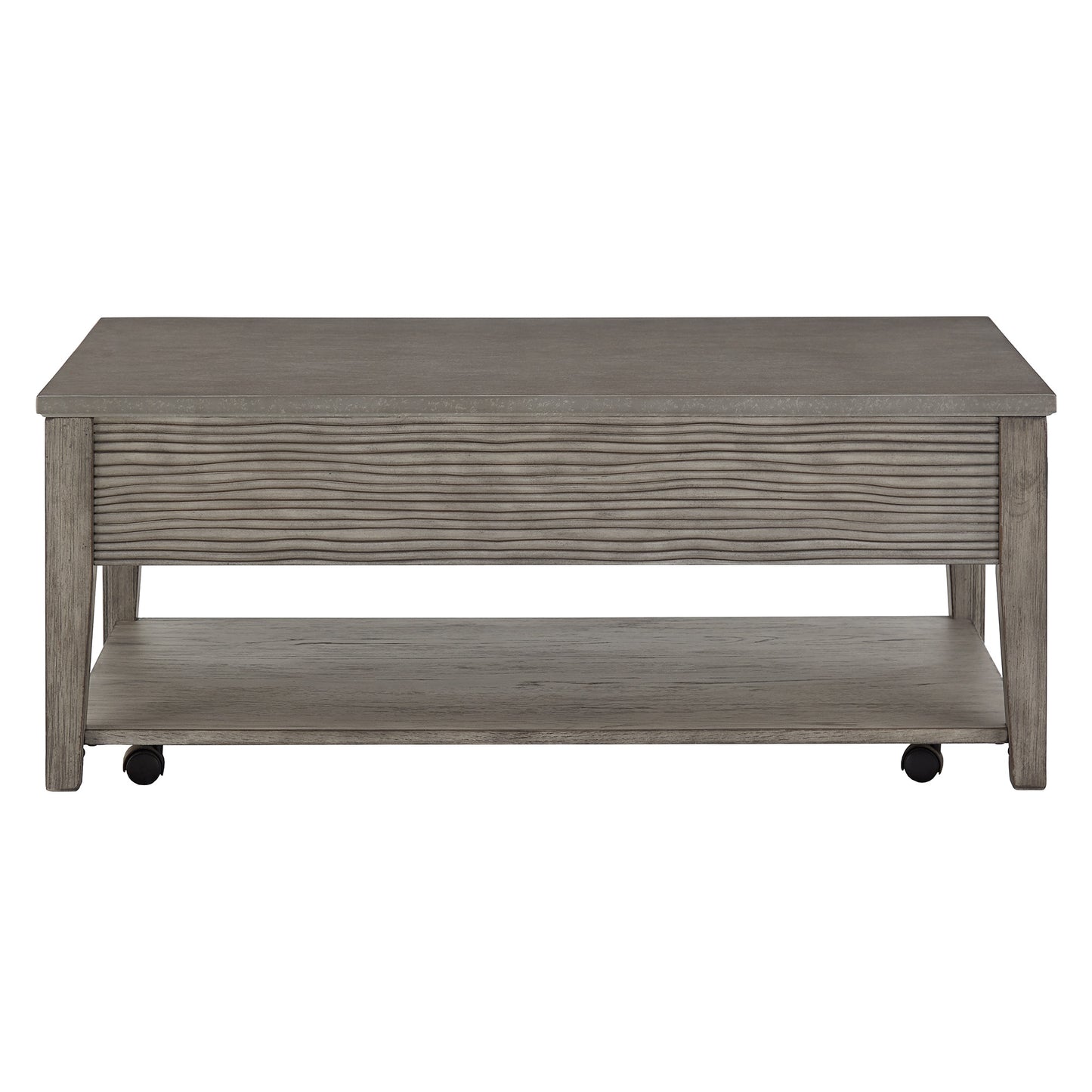 Antique Grey Finish Grey Fiber Cement Table with Self - Coffee Table
