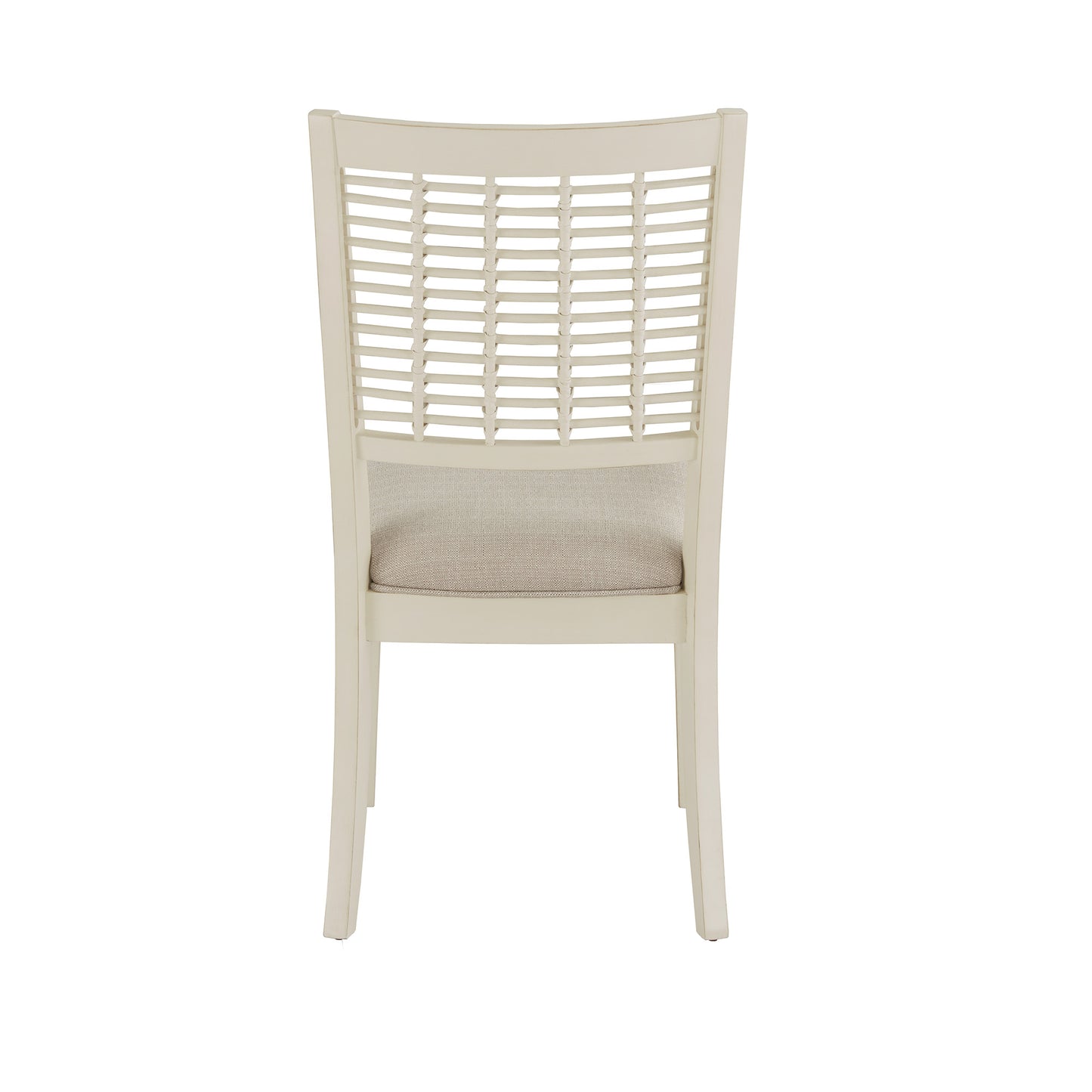 White Finish Wicker Dining Chair (Set of 2) - Brown Fabric