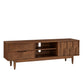Mid-Century Wood 2-Drawer TV Stand - Brown Finish, 70" Wide