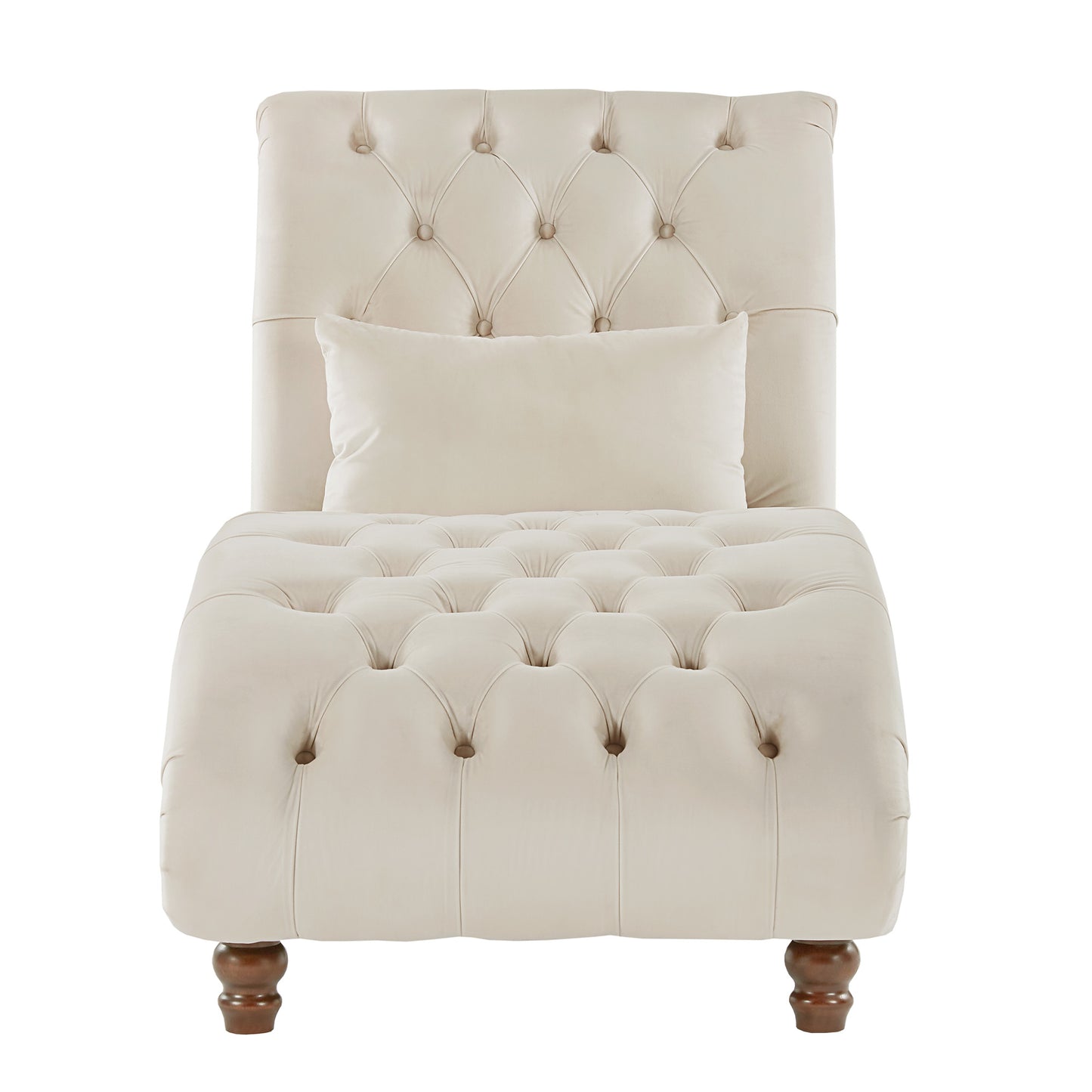 Tufted Oversized Chaise Lounge - Beige Velvet