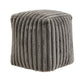 Upholstered Square Pouf Ottoman - Dark Grey Channel Furry Fabric