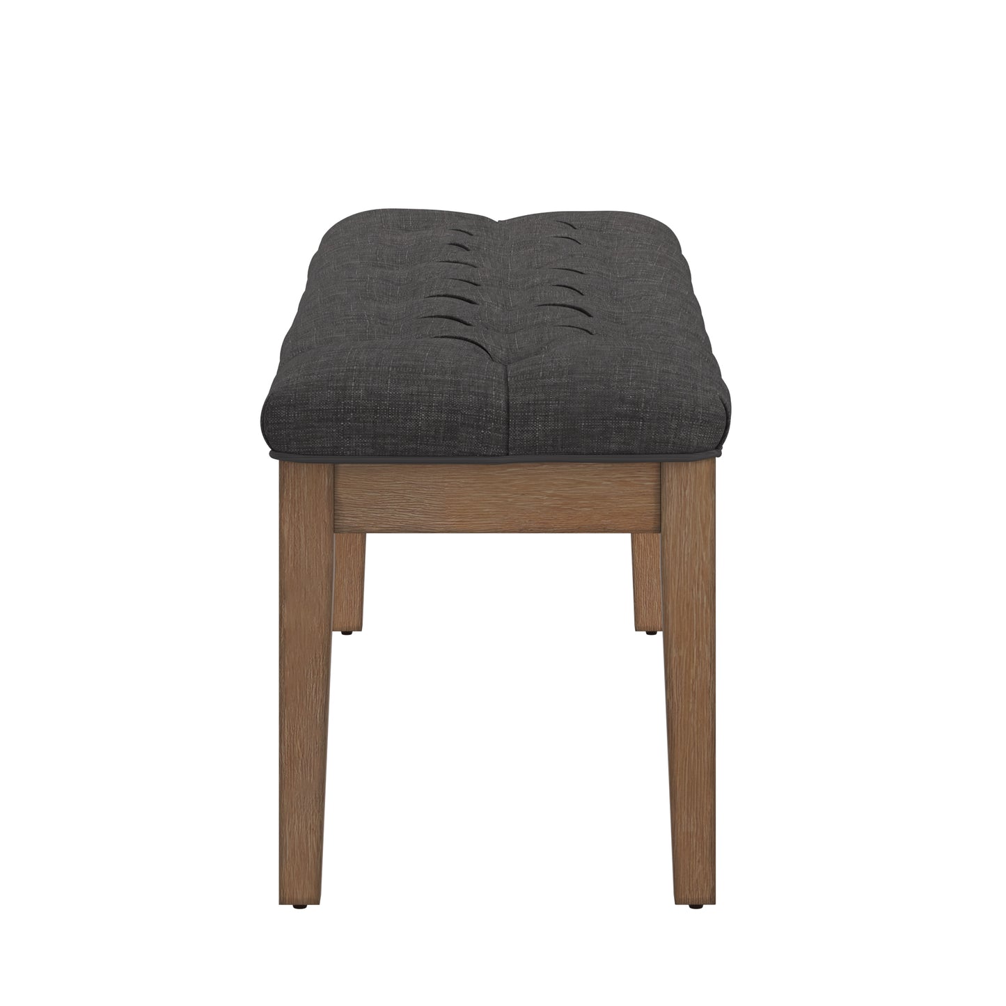 Premium Tufted Reclaimed 52-inch Upholstered Bench - Dark Grey Linen