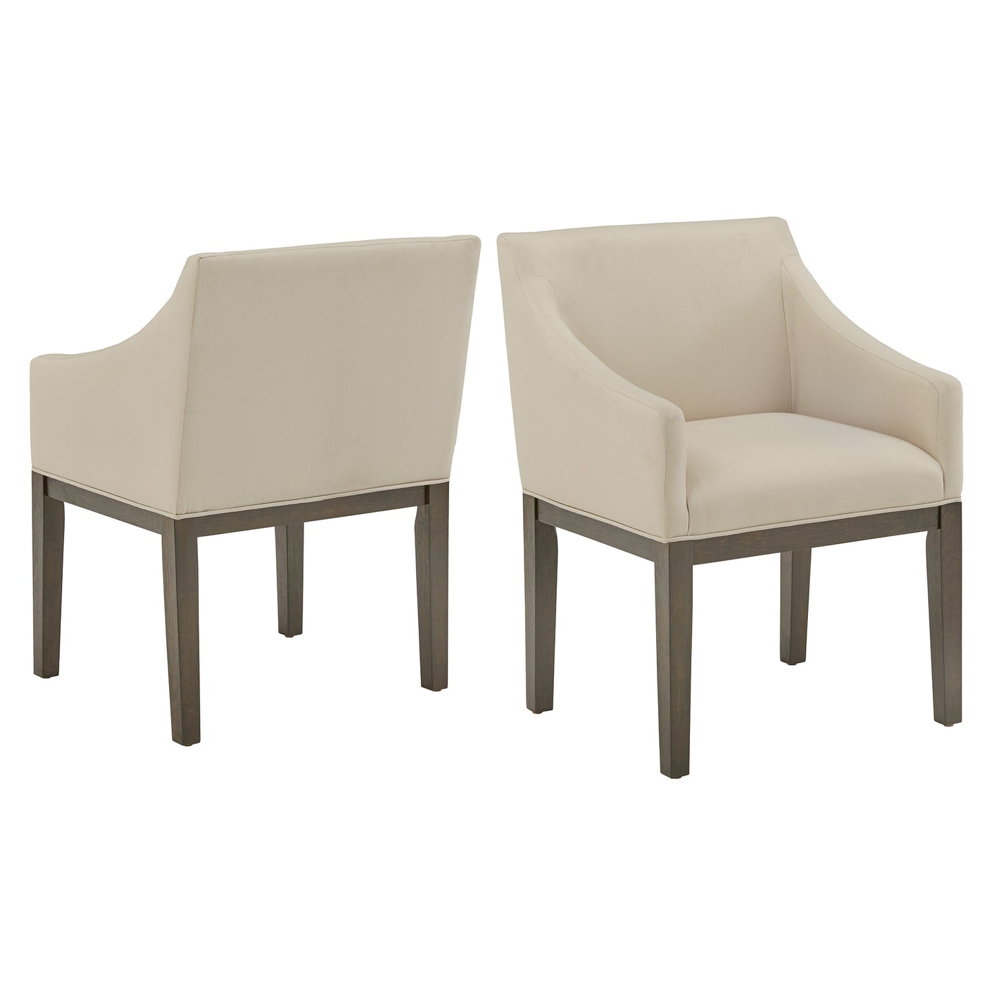 Weathered Grey Finish Fabric Dining Chair (Set of 2) - Beige Linen, Slope Arm