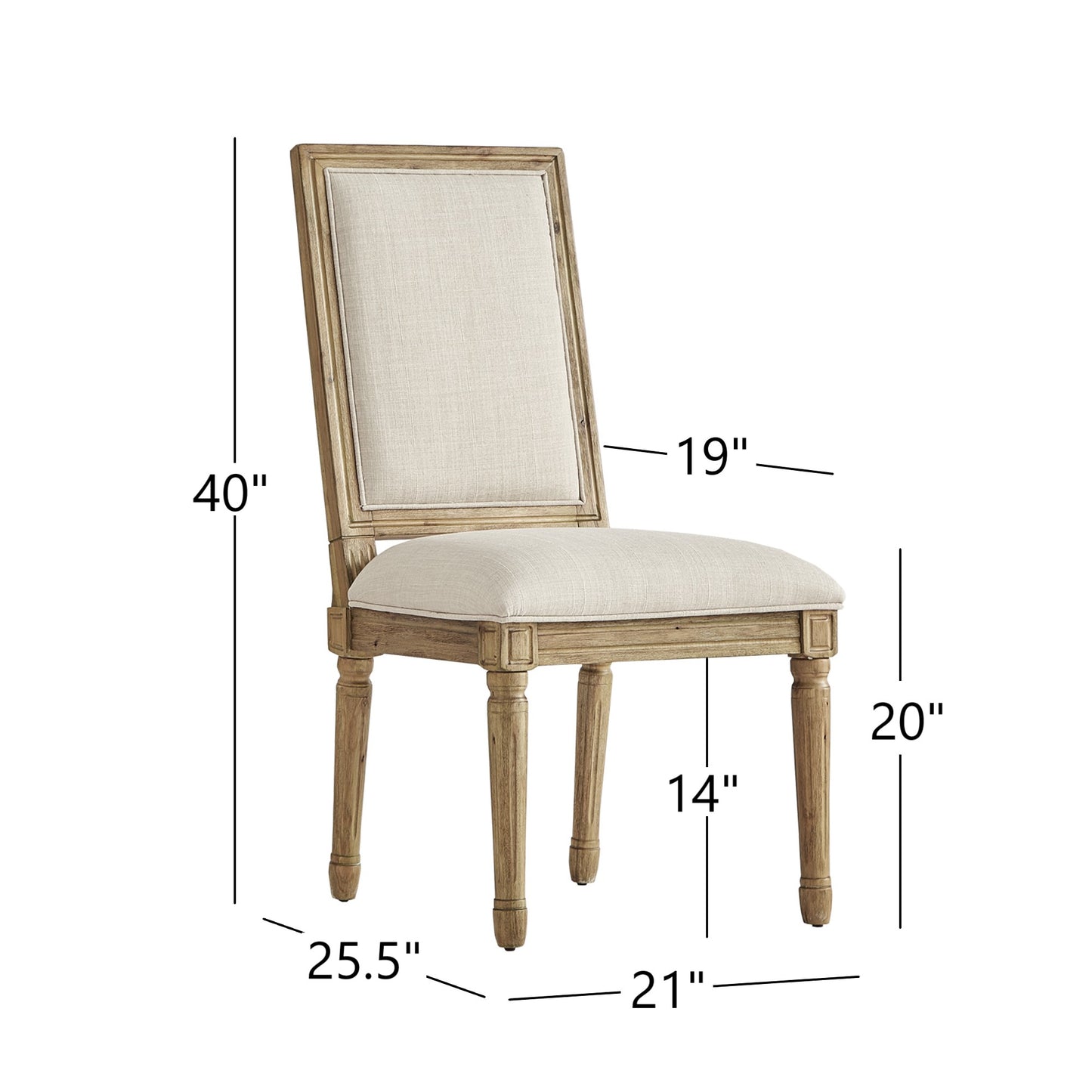 Round 5-Piece Dining Set - Beige Linen, Rectangular Chair Backs