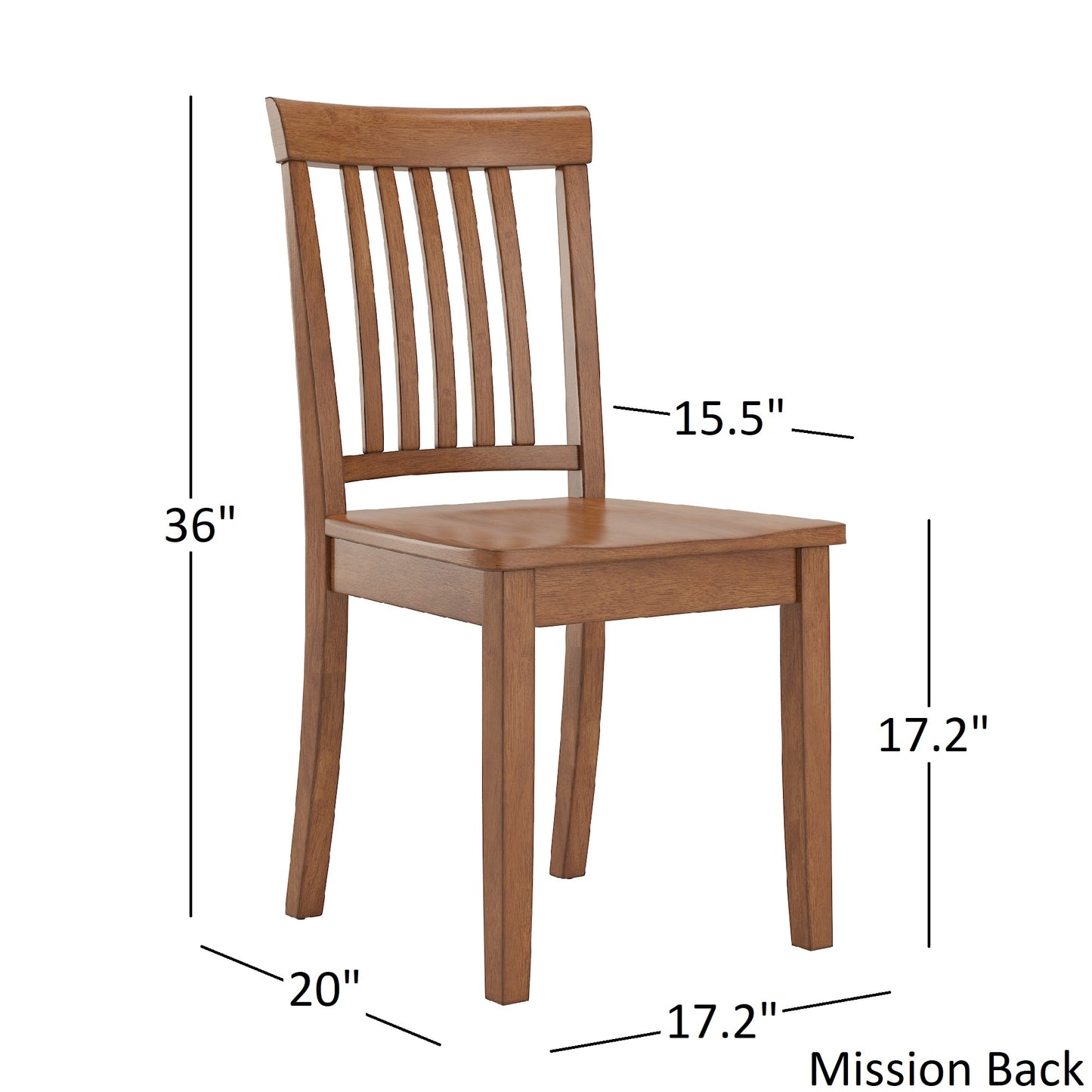 60-inch Rectangular Oak Finish Dining Set - Mission Back Chairs, 6-Piece Set