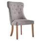 Button Tufted Dining Chairs (Set of 2) - Grey Linen, Natural Finish