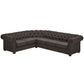 6-Seat L-Shaped Chesterfield Sectional Sofa - Dark Grey Linen