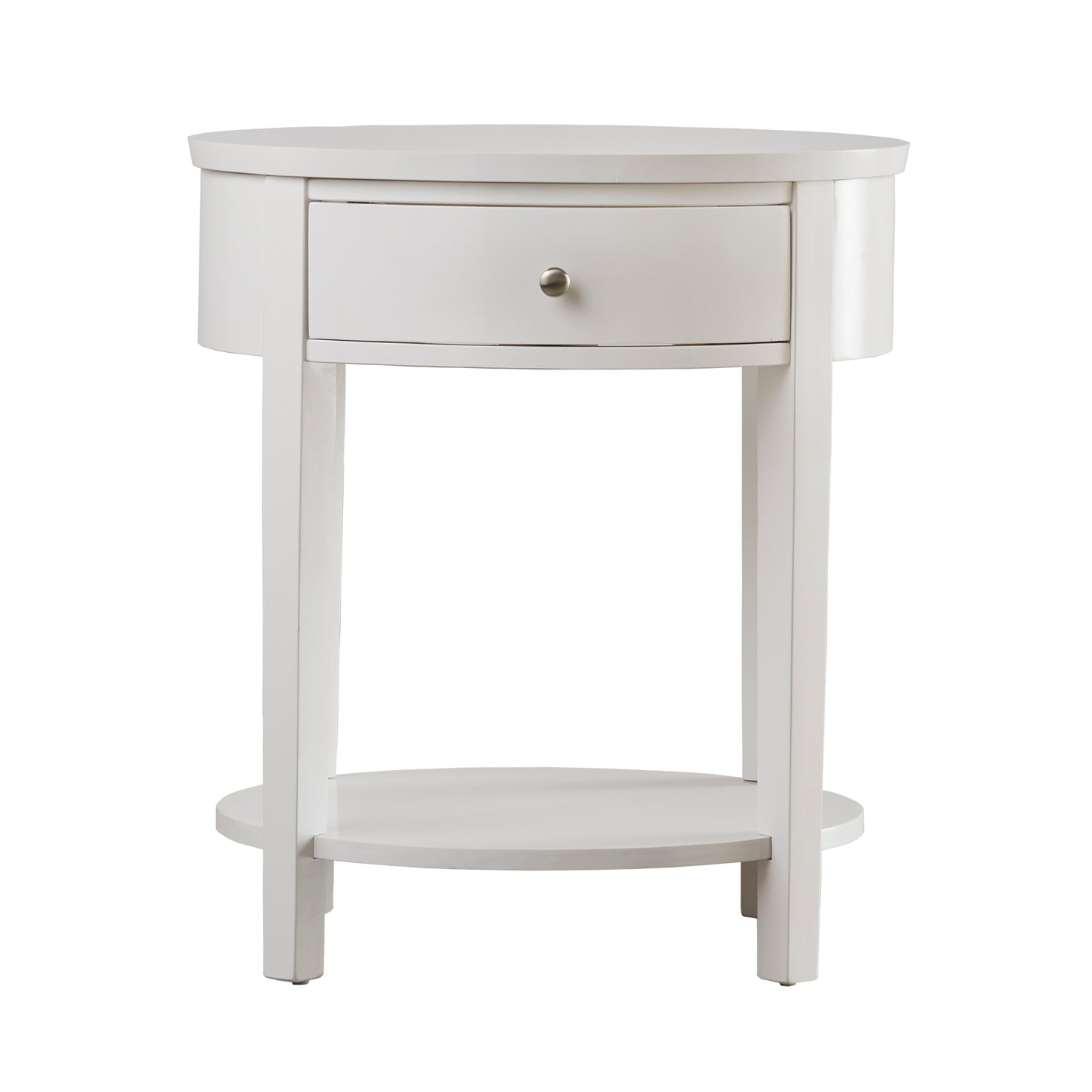 1-Drawer Oval End Table - White