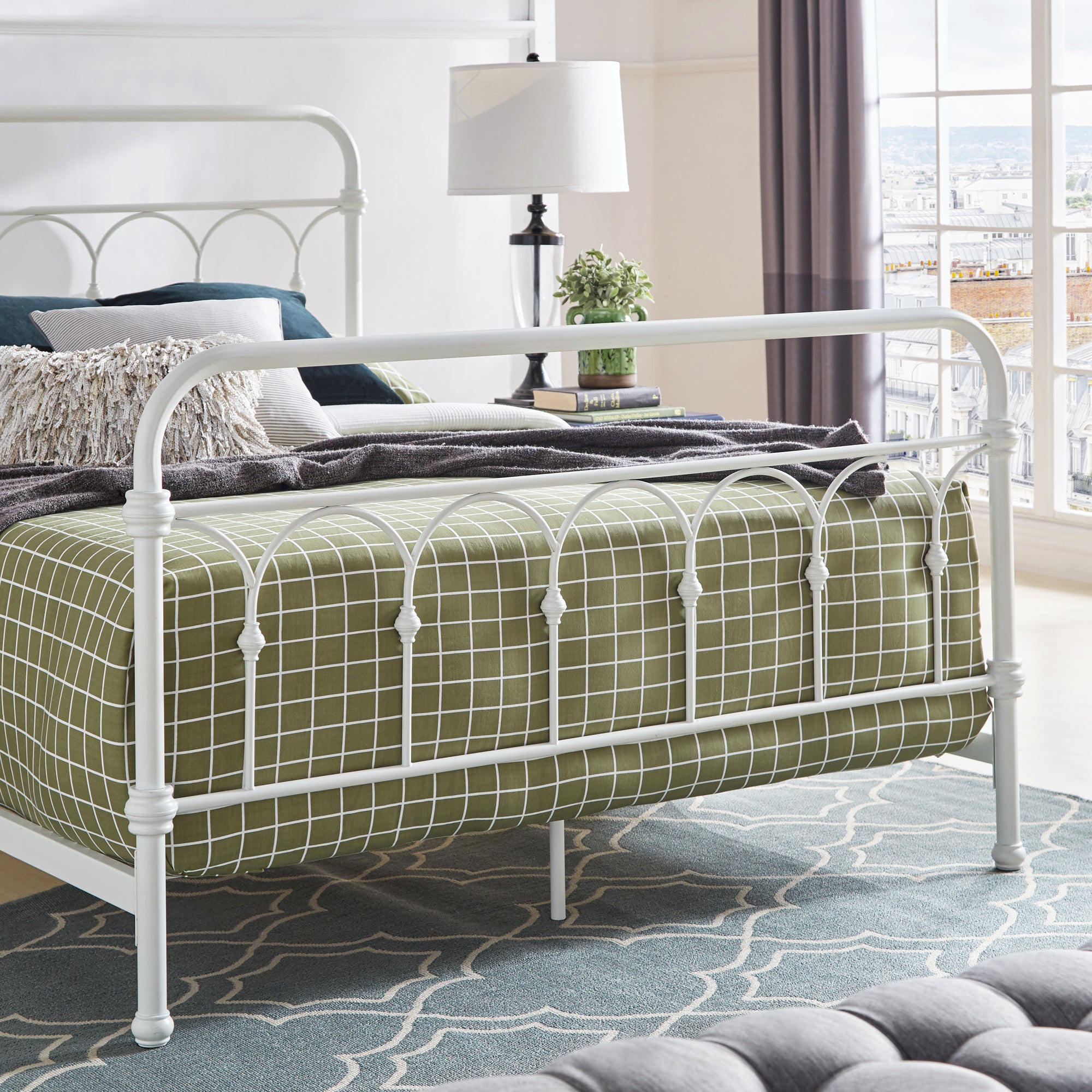 Casted Knot Metal Bed - Antique White, Queen (Queen Size) by Casted Knot Metal Bed - Antique White, Queen (Queen Size) by