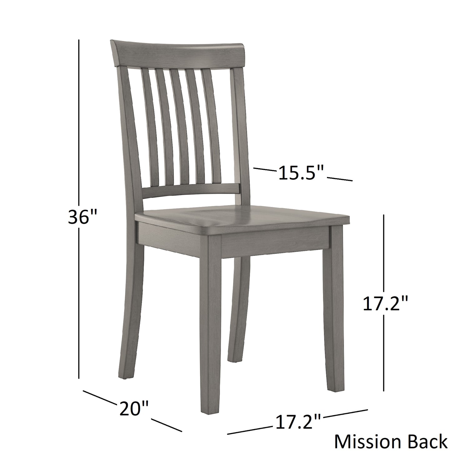 Two-Tone Round 5-Piece Dining Set - Antique Grey Finish, Mission Back Chairs