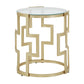 23" Tall Glass End Table - Matte Gold Finish, Clear Glass Top