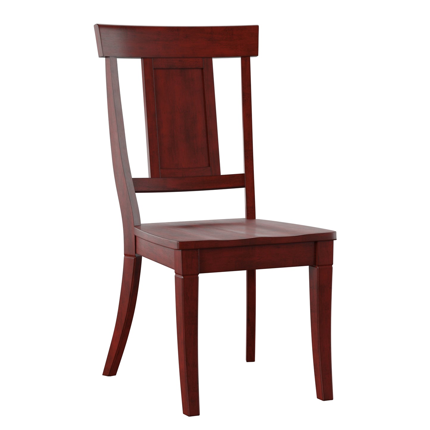 Panel Back Wood Dining Chairs (Set of 2) - Antique Berry Red Finish