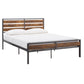 Low Profile Metal Platform Bed with Wood Finish Panels - Gray, Queen (Queen Size)