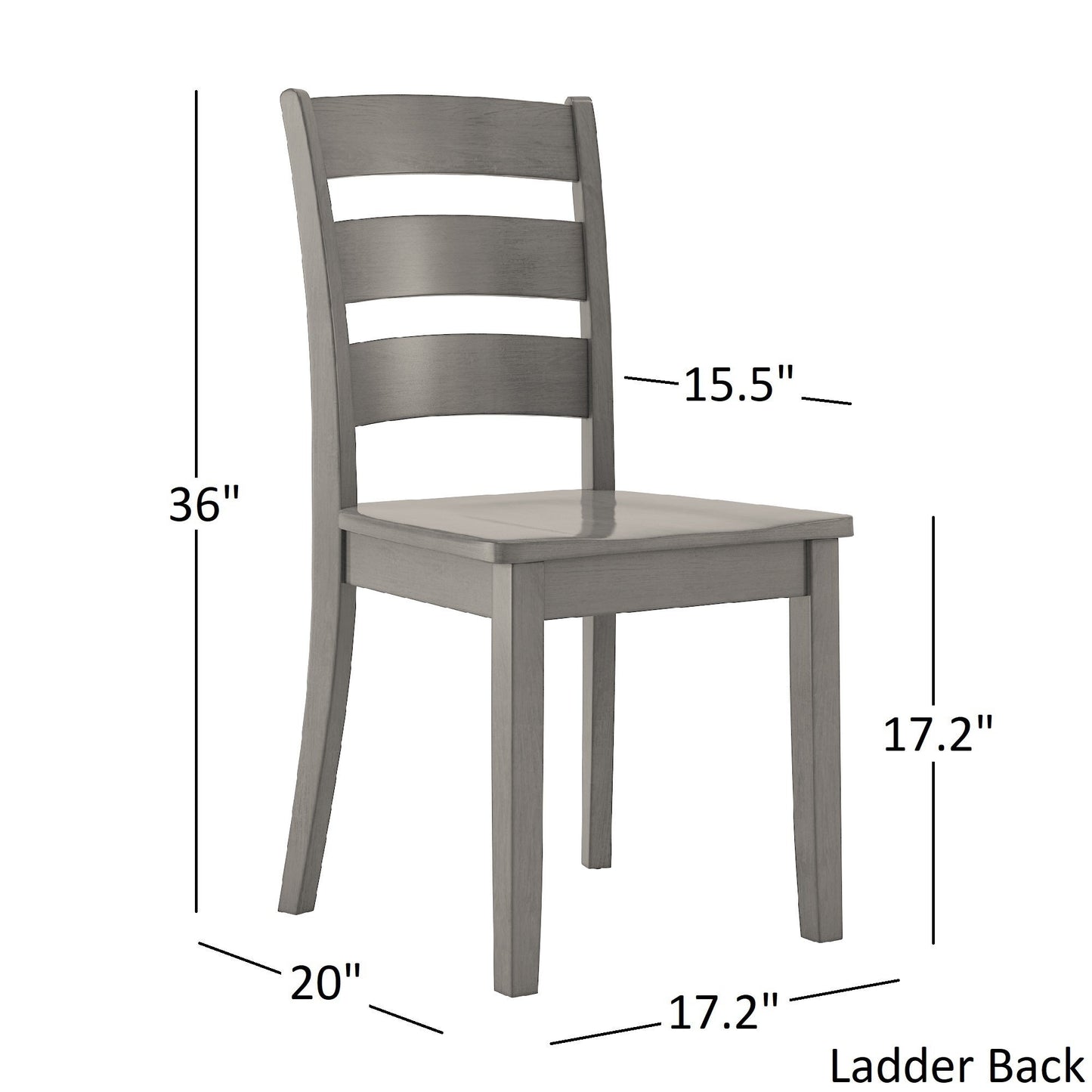 60-inch Rectangular Antique Grey Dining Set - Ladder Back Chairs, 6-Piece Set