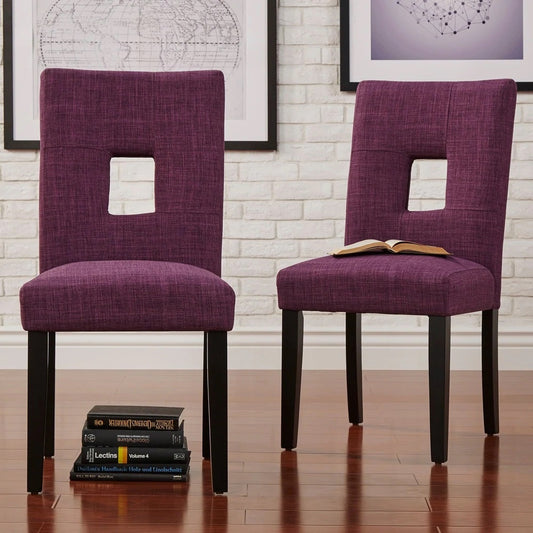 Keyhole Back Dining Chairs (Set of 2) - Purple Linen