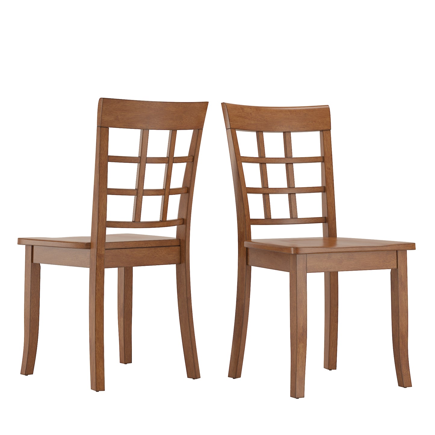Window Back Wood Dining Chairs (Set of 2) - Oak Finish
