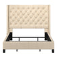 Wingback Button Tufted Bed - Beige Linen, Full