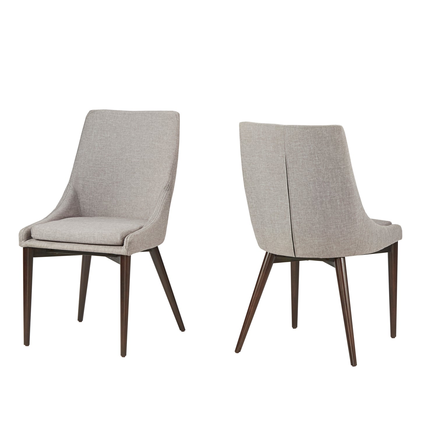 Mid-Century Barrel Back Linen Dining Chairs (Set of 2) - Grey Linen