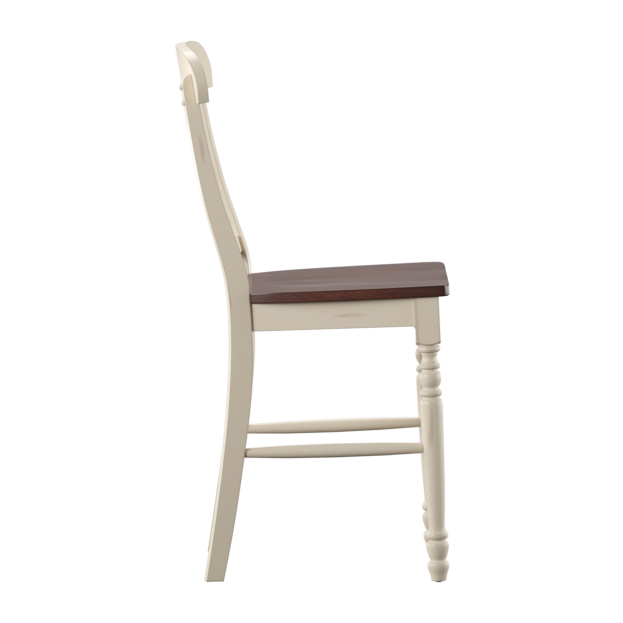 Two-Tone Counter Height Chairs (Set of 2) - Antique White, Scroll