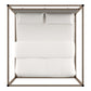 Metal Canopy Bed with Upholstered Headboard - Grey Linen, Champagne Gold Finish, King Size