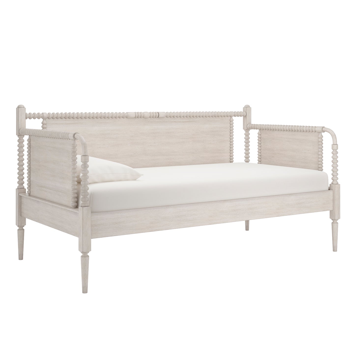 Traditional Beaded Wood Daybed - Antique White, No Trundle
