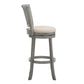 Slat Back Swivel Chair - 29" Bar Height, Antique Grey Finish, Beige Linen