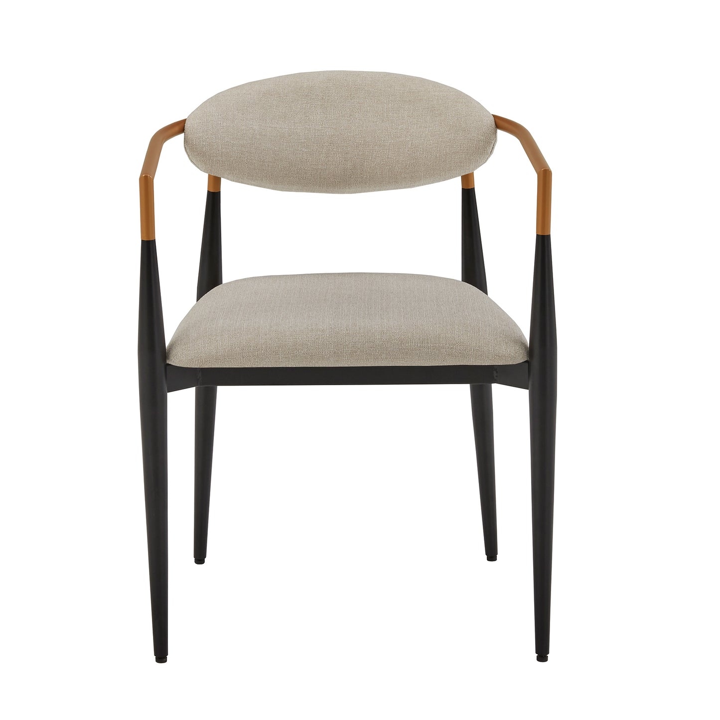 Mid-century Modern Dining Chair with Two-tone Copper & Black Finish (Set of 2) - Beige