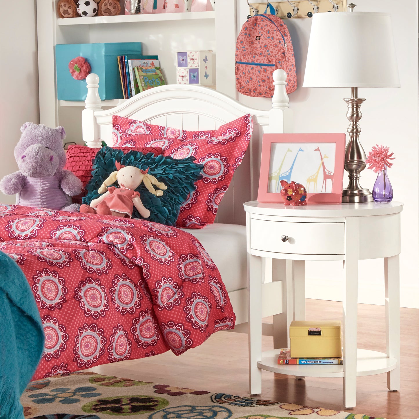 1-Drawer Oval End Table - White