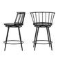 Windsor Swivel Counter Stools with Low Back (Set of 2) - Black
