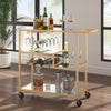Glass Top Metal Bar Cart - Champagne Gold