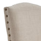 Premium Nailhead Upholstered Counter Height Chairs (Set of 2) - Natural Finish, Beige Linen