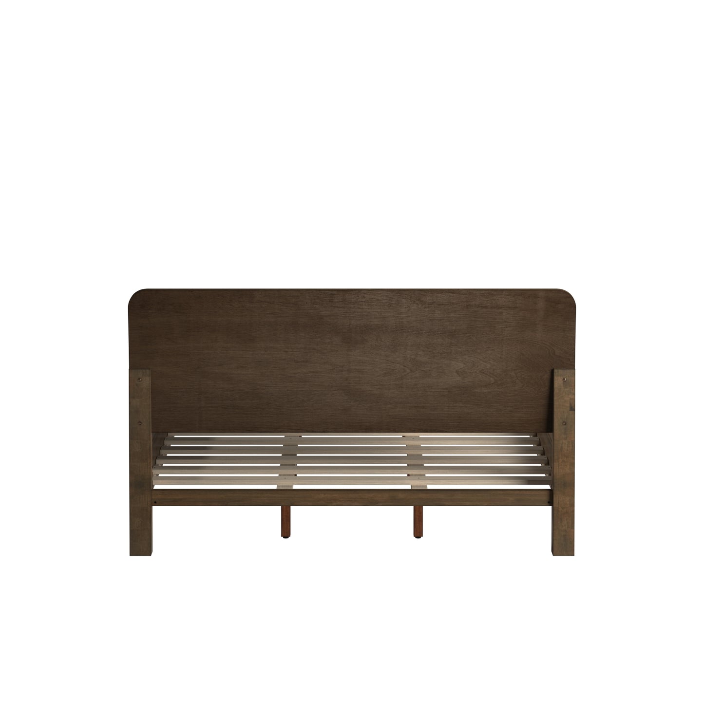 Wood Platform Bed - Walnut Finish, Queen Size