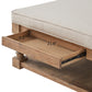 Baluster Pine Tufted Storage Ottoman - Beige Linen, Dimpled Tufts