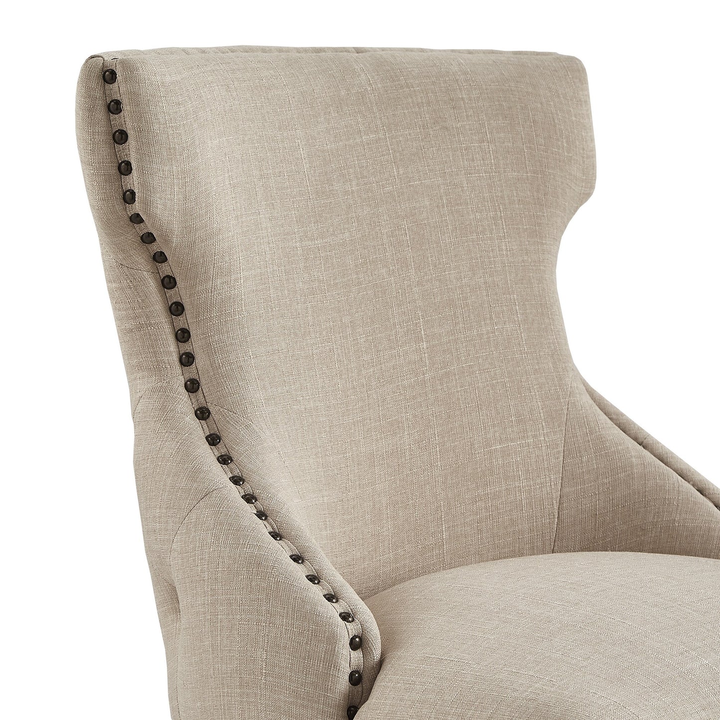 Nailhead Trim Linen Upholstered Stools (Set of 2) - Beige Linen, Counter Height