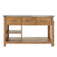 Reclaimed Look Extendable Kitchen Island - Natural Finish, Stainless Steel Top