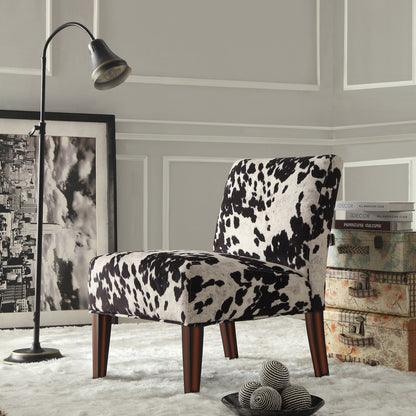 Cowhide Fabric Accent Chair Black Cowhide Print by iNSPIRE Q