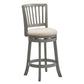 Slat Back Swivel Chair - 24" Counter Height, Antique Grey Finish, Beige Linen