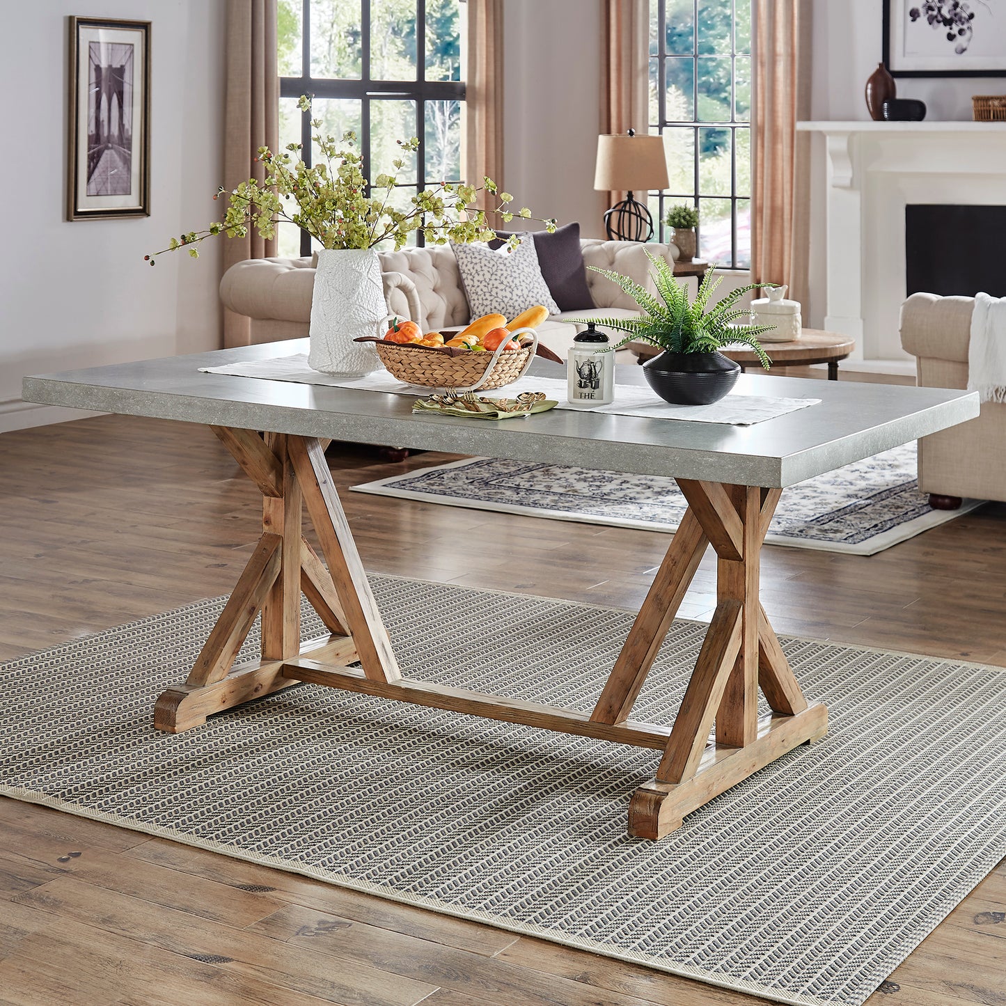 Rustic Pine Concrete Table Top Dining Table Concrete-Topped by