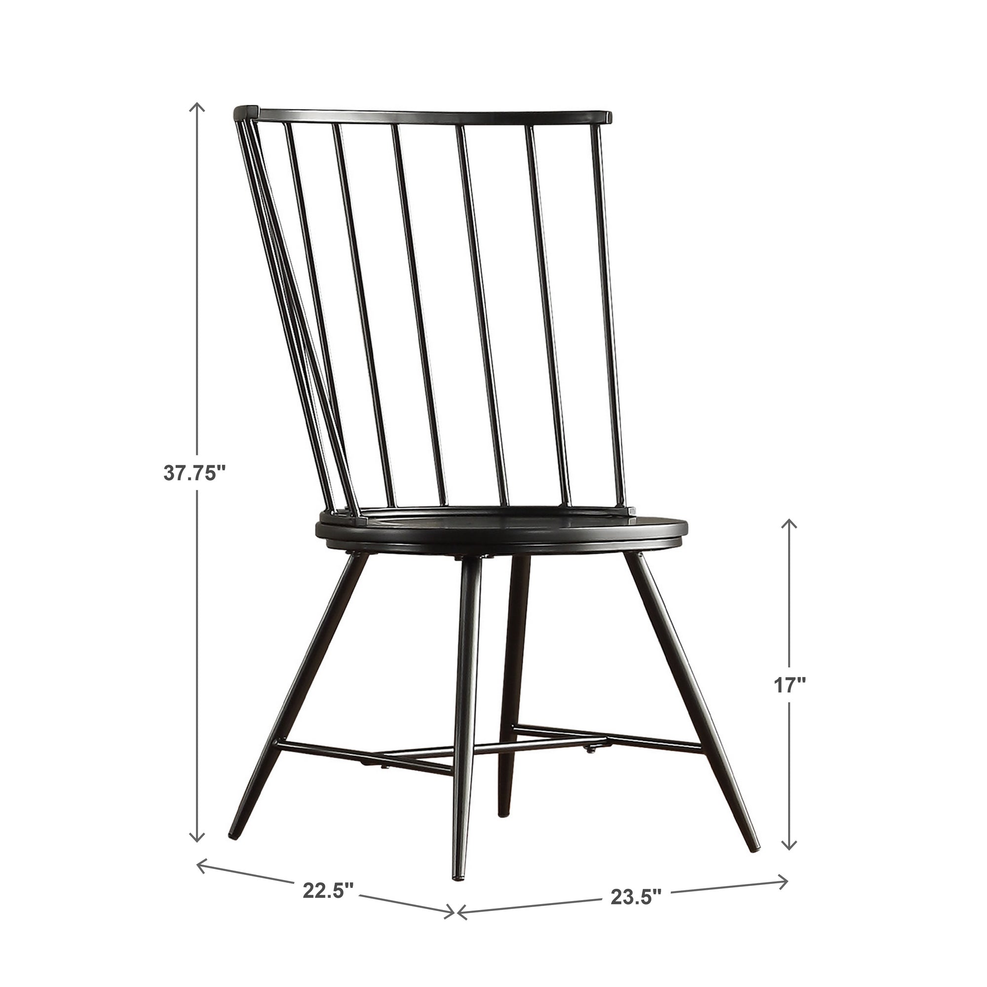 High Back Windsor Classic Dining Chairs (Set of 2) - Black by