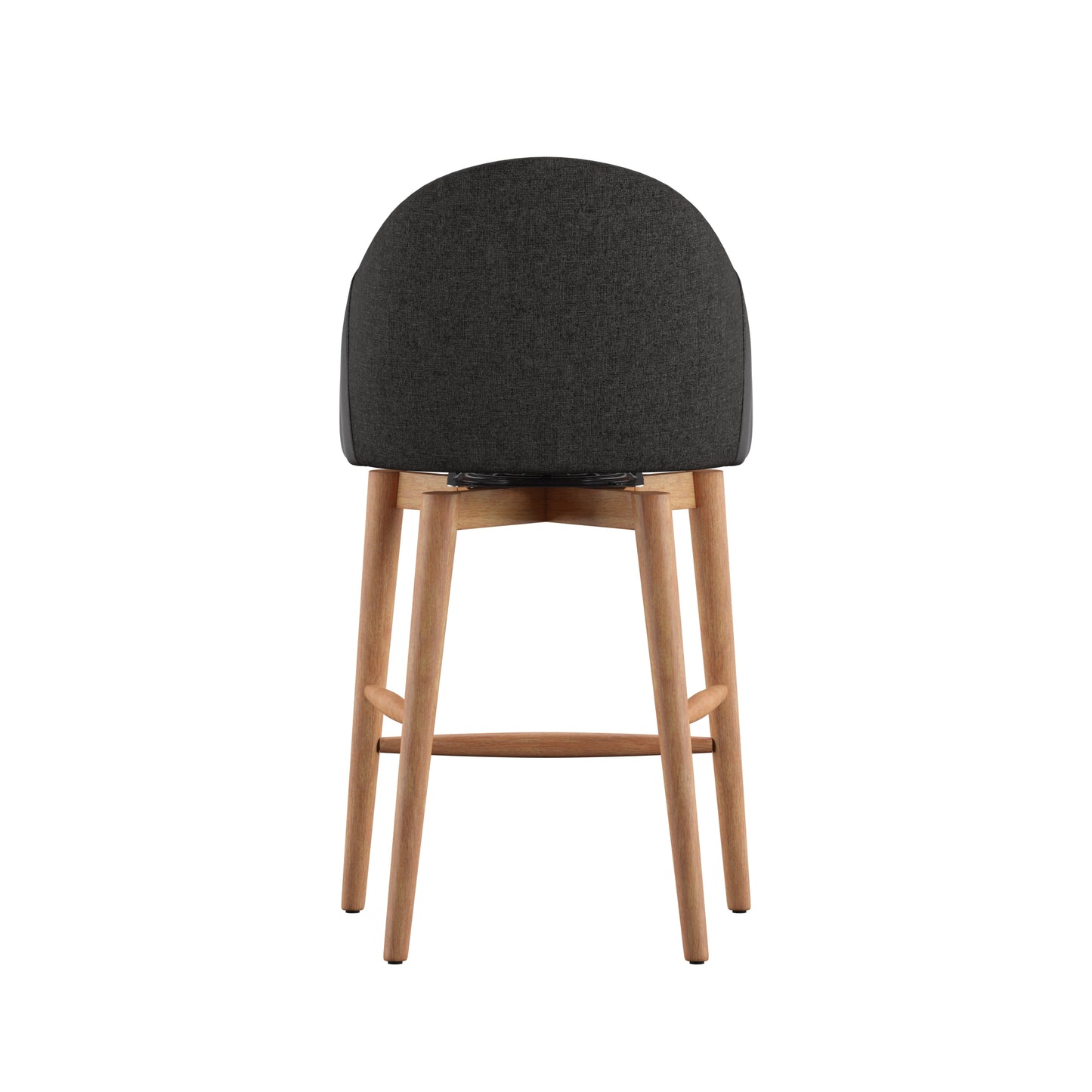 Mid-Century Wood Counter Height Stools (Set of 2) - Dark Grey Linen, Counter Height, With Swivel
