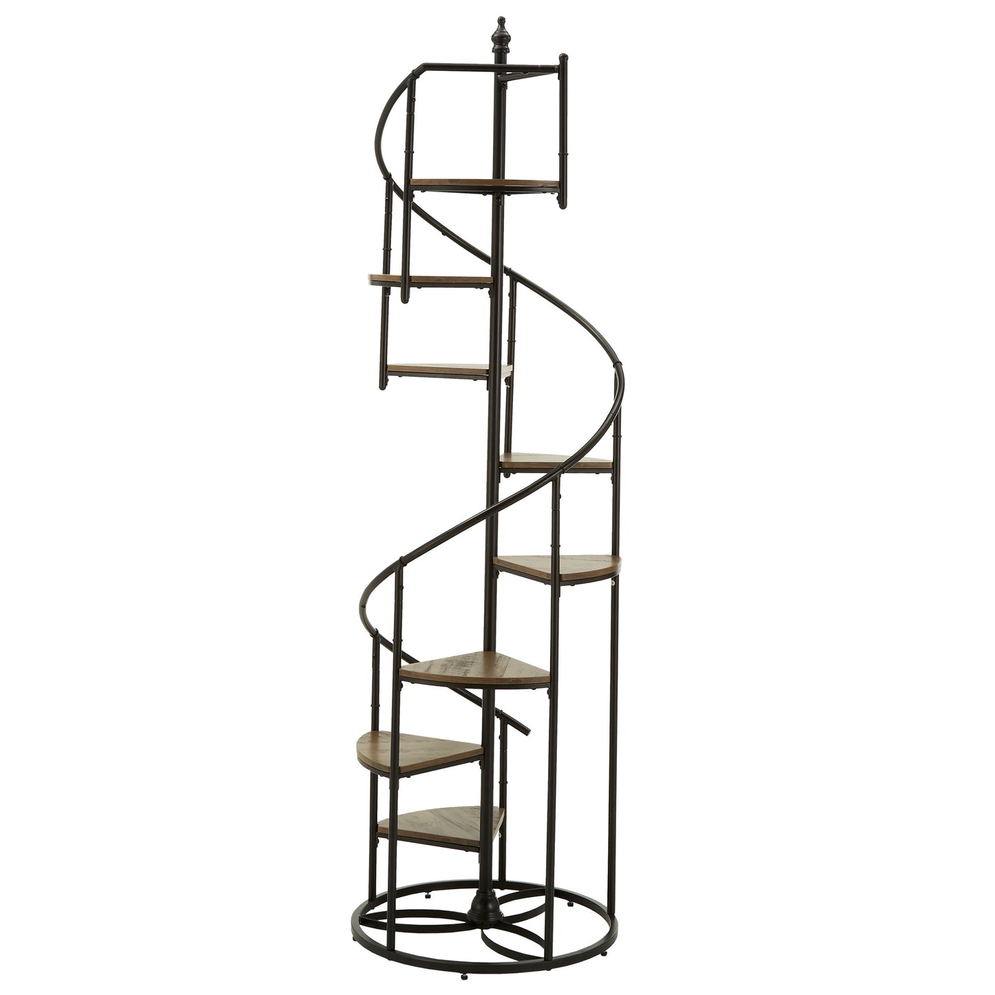 Black Finish Metal Spiral Staircase Display Shelf