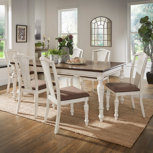 4-6-Person Extendable Solid Rubberwood Dining Table Set - 7-Piece
