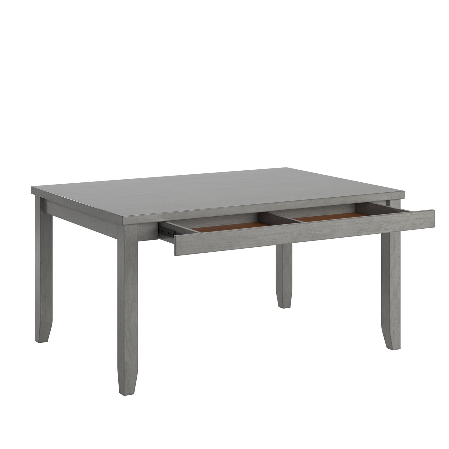 Solid Wood Rectangular Dining Table with Two Drawers - Antique Grey
