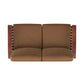Mission-Style Wood Loveseat - Rust Microfiber, Oak Finish