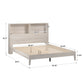Bookcase Platform Bed with USBs - White Finish, Queen Size